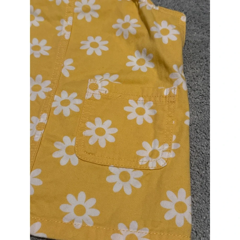The Childrens‎ Place Toddler Girls Yellow Daisy Floral Denim Jumper Dress 18-24M - Picture 2 of 5